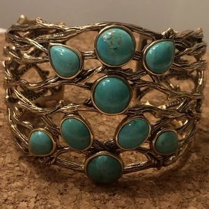 Real turquoise Barse Thailand cuff bracelet